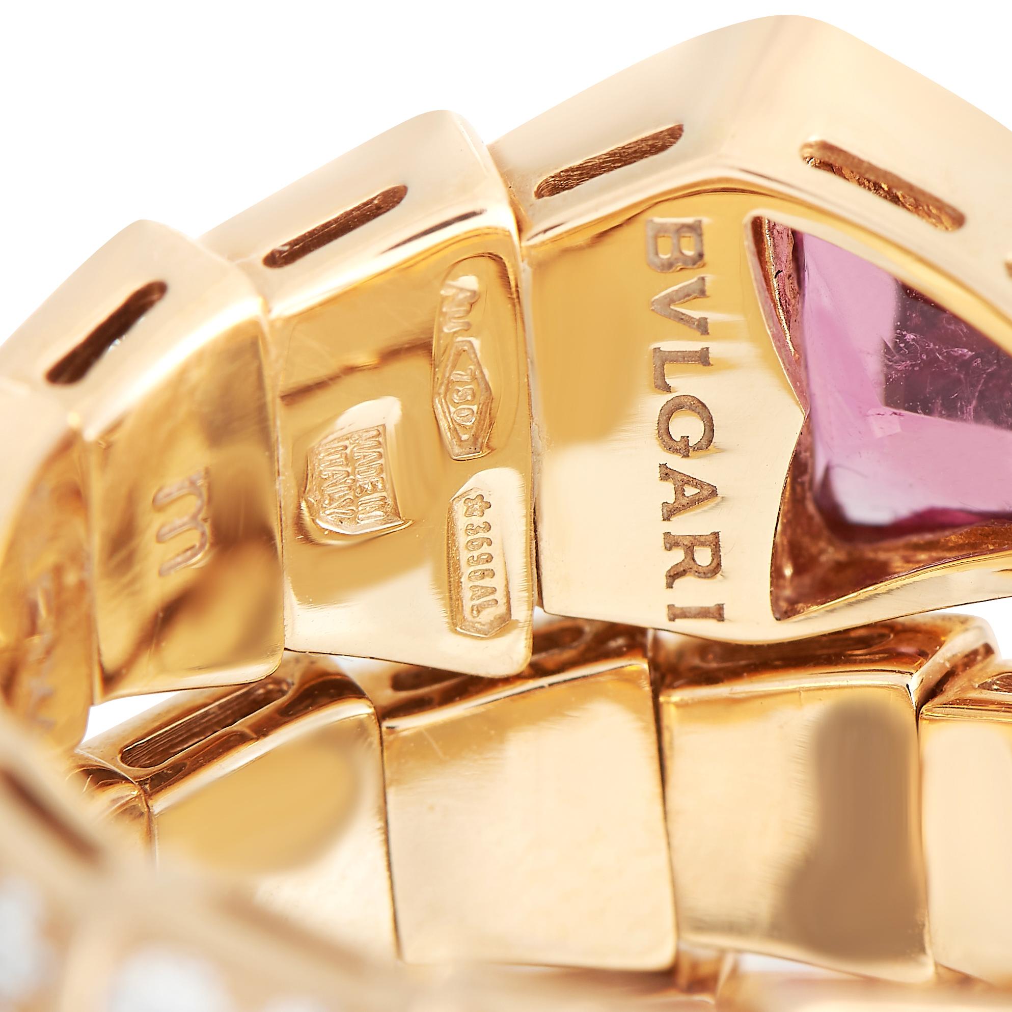 Bvlgari Serpenti 18Karat Rose Gold 2.42Karat Diamant und Rubellit Ring (Rundschliff)