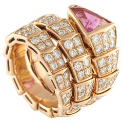 Bvlgari Serpenti 18K Rose Gold 2.42ct Diamond and Tourmaline Ring
