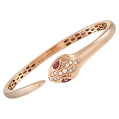 Bvlgari Serpenti 18K Rose Gold Diamond and Rubellite Bracelet