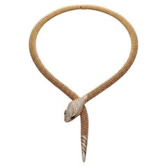 Bvlgari Serpenti 18K Rose Gold Diamond & Onyx Snake Necklace