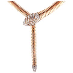 Bvlgari Serpenti 18 Karat Rose Gold Diamond Snake Collar Necklace