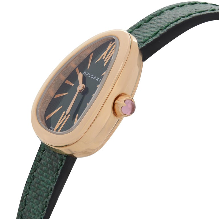Bvlgari Serpenti 18k Rose Gold Double-Twirl Green Dial Ladies Watch 102726 In New Condition For Sale In New York, NY