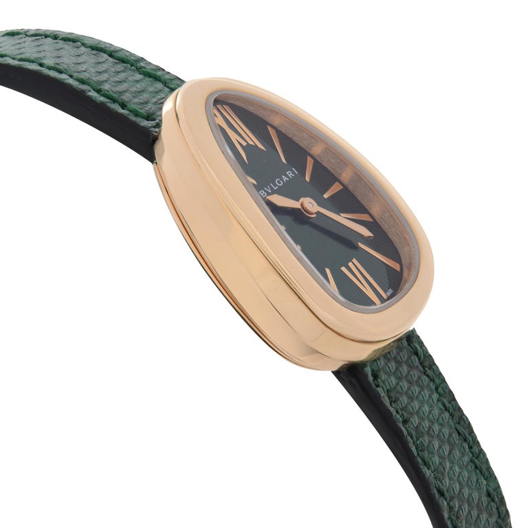 Women's Bvlgari Serpenti 18k Rose Gold Double-Twirl Green Dial Ladies Watch 102726 For Sale