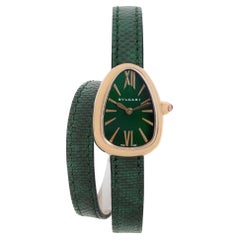Bvlgari Serpenti 18k Rose Gold Double-Twirl Green Dial Ladies Watch 102726