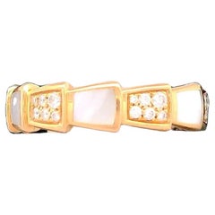 Bvlgari Serpenti 18K Rose Gold Ring W/ MOP & Diamond