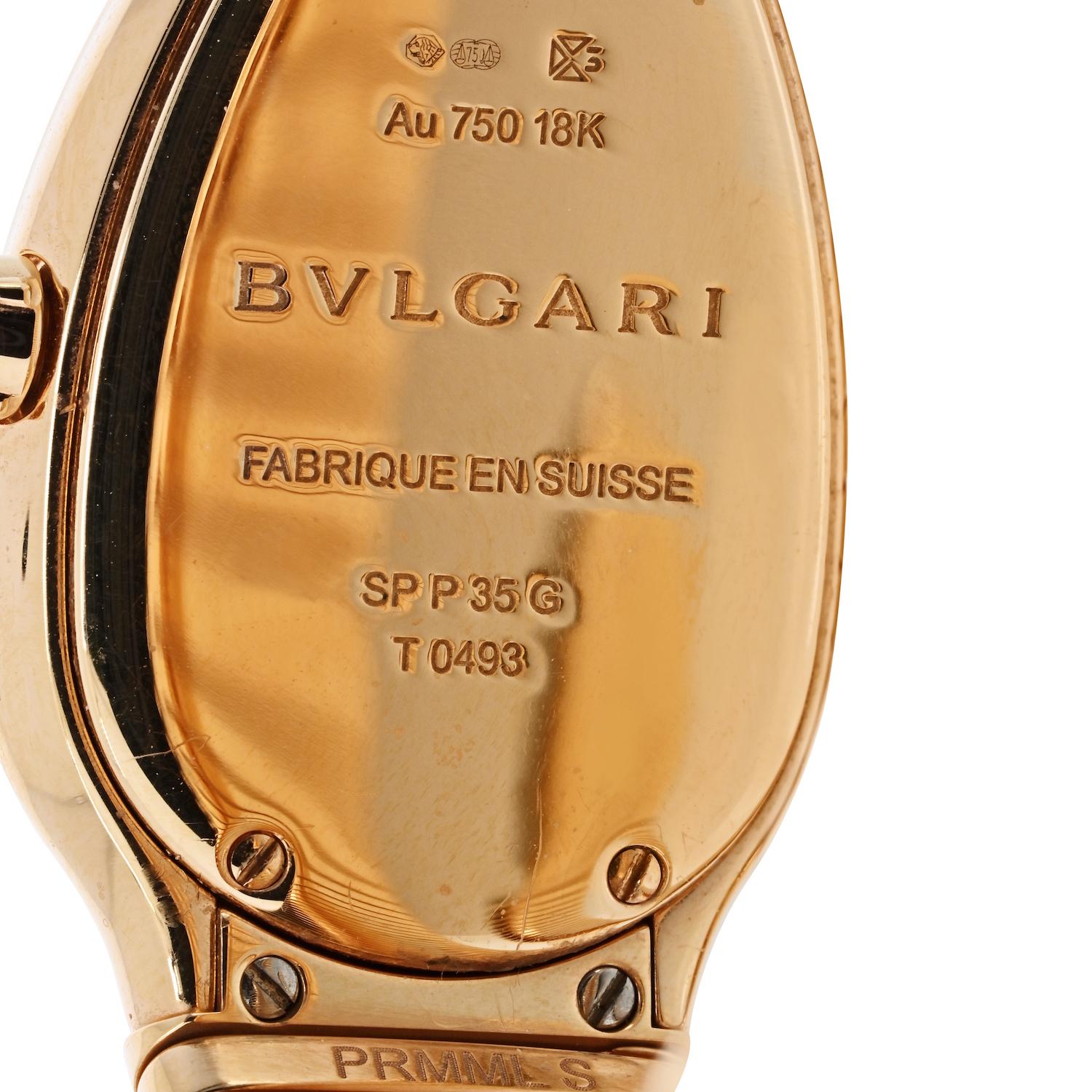 Bvlgari Serpenti 18K Oro Rosa SP P35G Esfera Negra Bisel Diamante Reloj Señora Corte redondo en venta