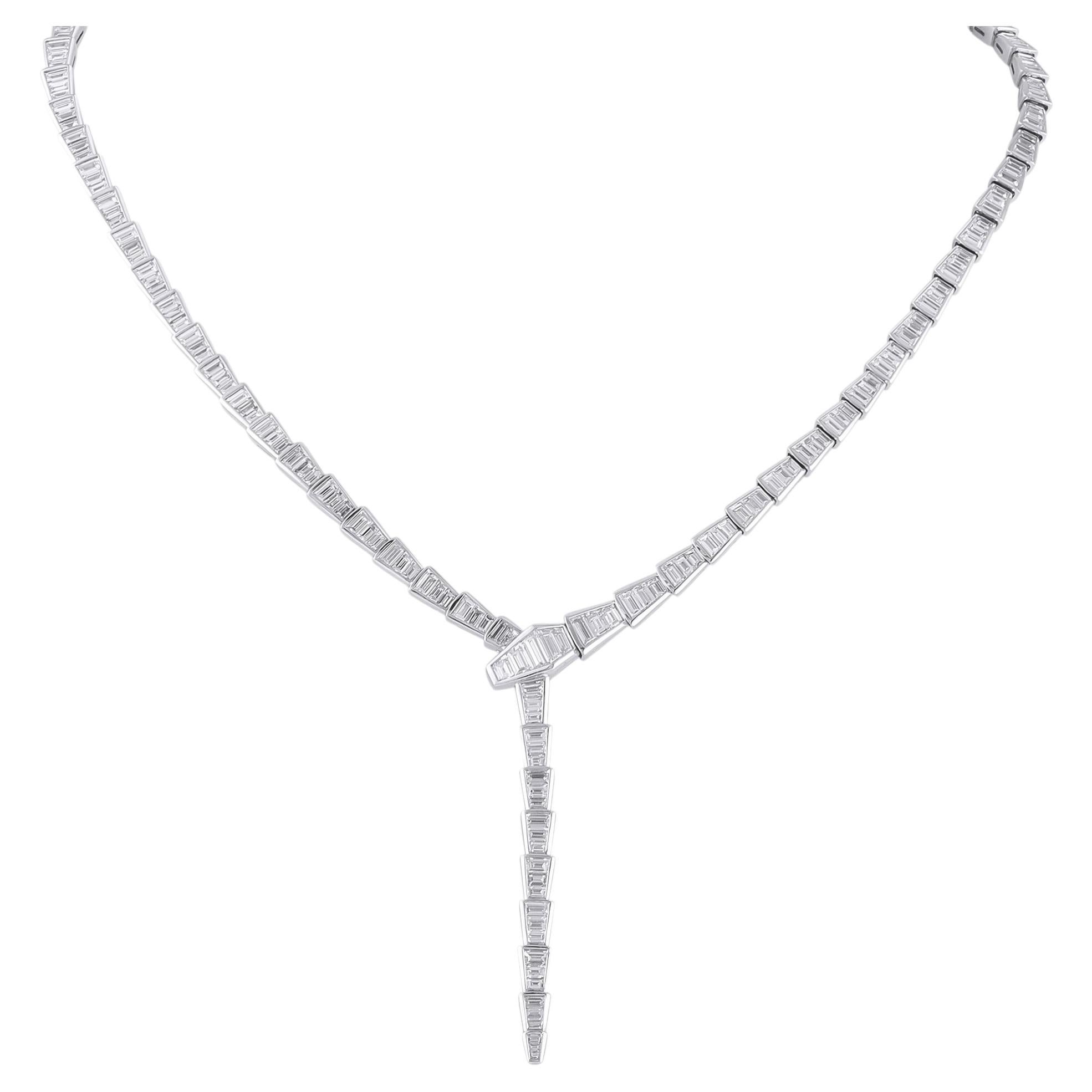 Bvlgari Serpenti 18K White Gold 14.03ct Diamond Necklace BV18-051926 For Sale