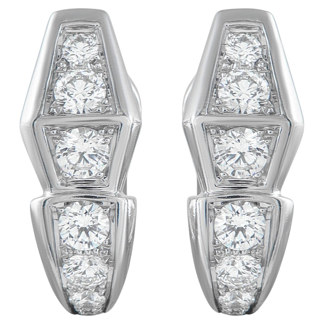 Bvlgari Serpenti 18K White Gold 1.52ct Diamond Earrings BV02-011426