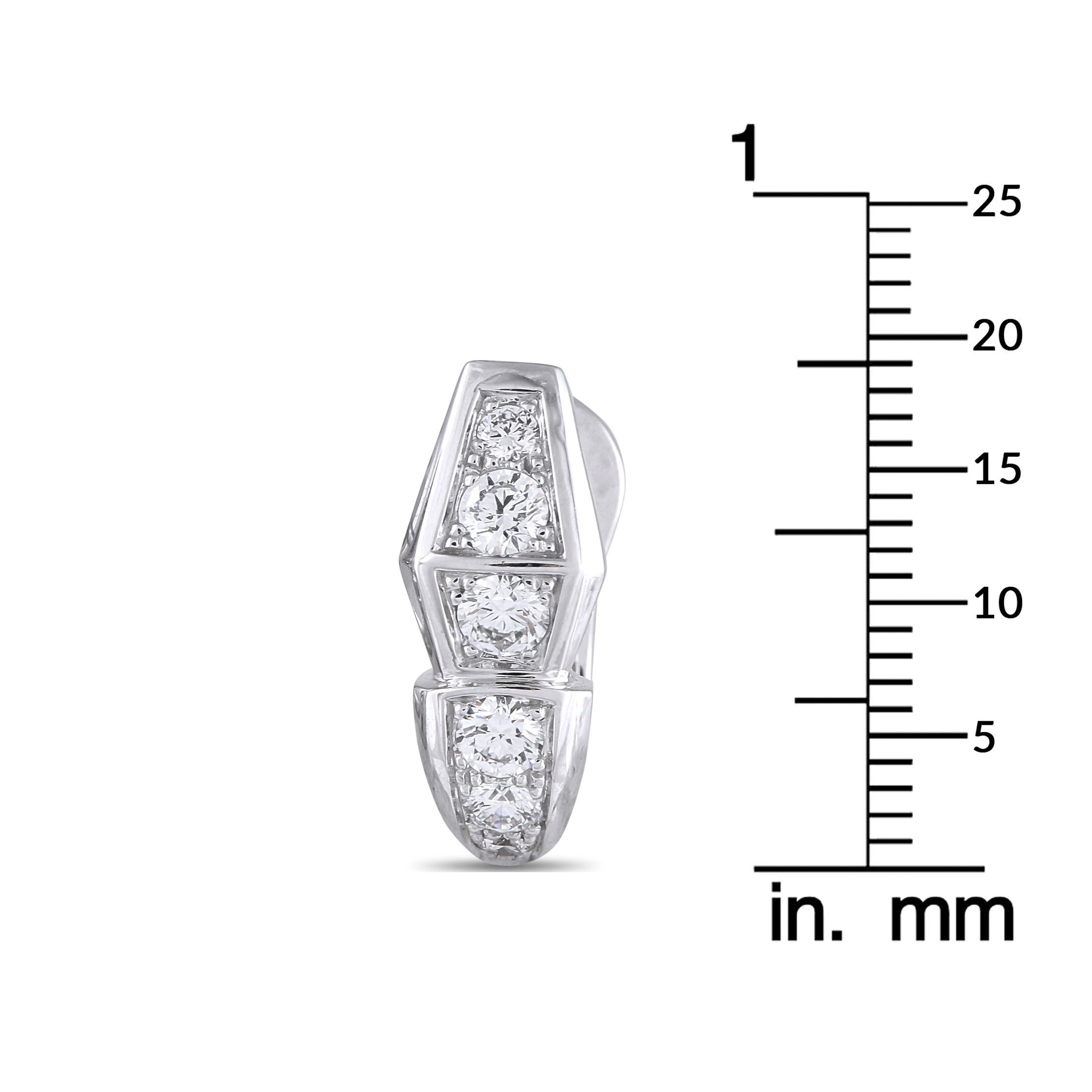 Bvlgari Serpenti 18K Weißgold 1,52ct Diamant-Ohrringe (Rundschliff) im Angebot