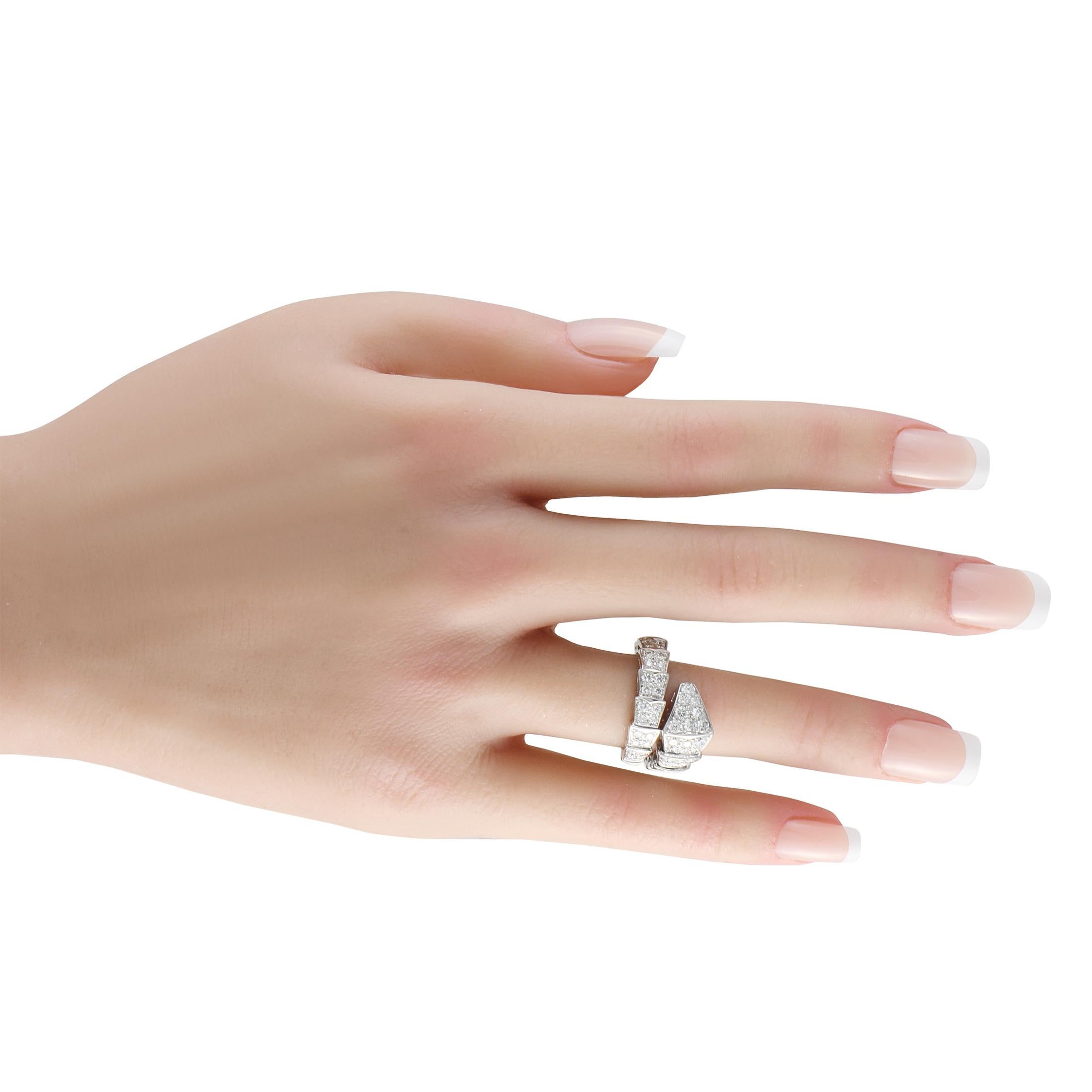 Round Cut Bvlgari Serpenti 18K White Gold 1.89ct Diamond Ring