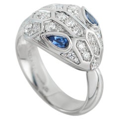 Bvlgari Serpenti Anillo de oro blanco de 18 quilates con diamantes y zafiros BV04-122225