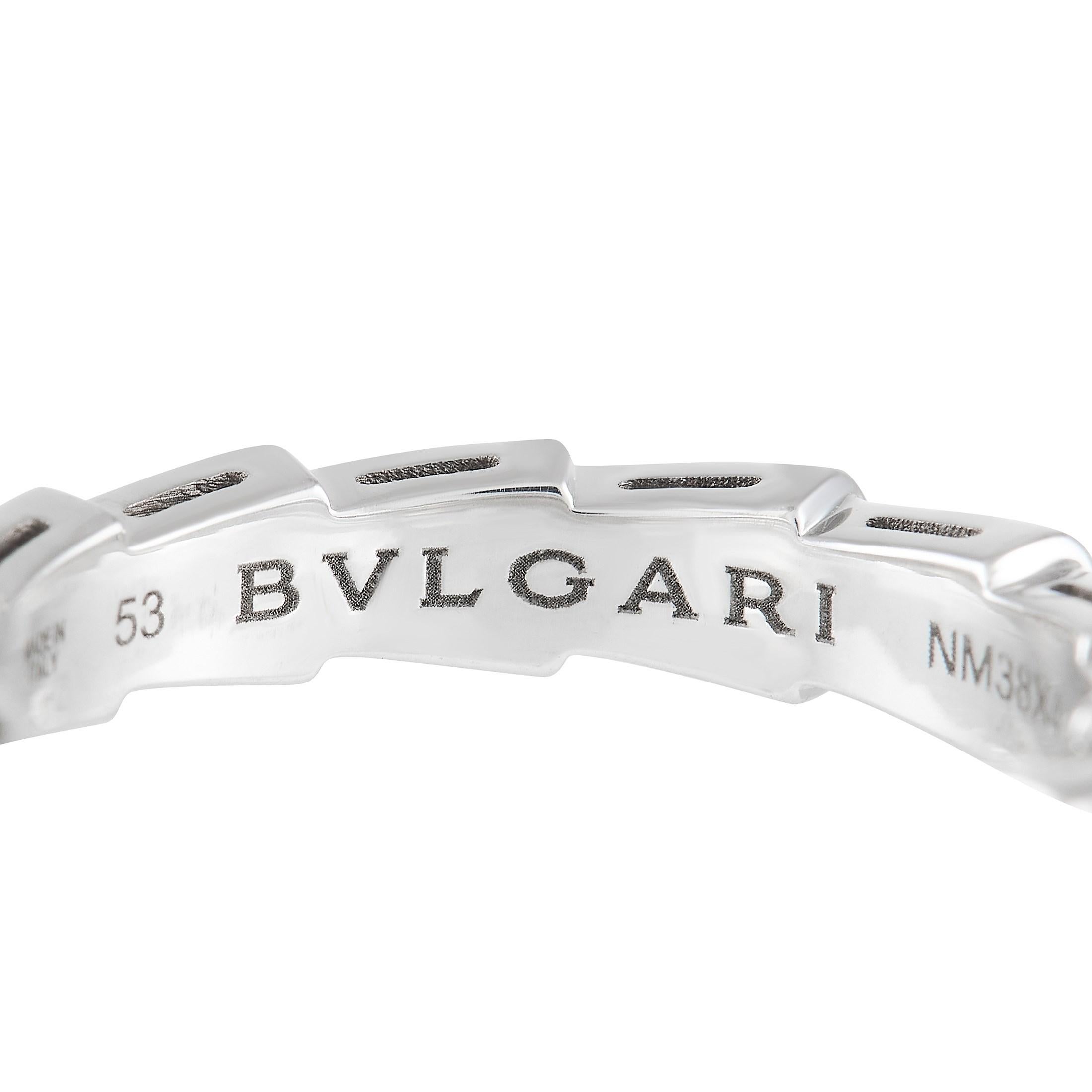 Bvlgari Serpenti 18K White Gold Diamond Eternity Ring In Excellent Condition In Southampton, PA