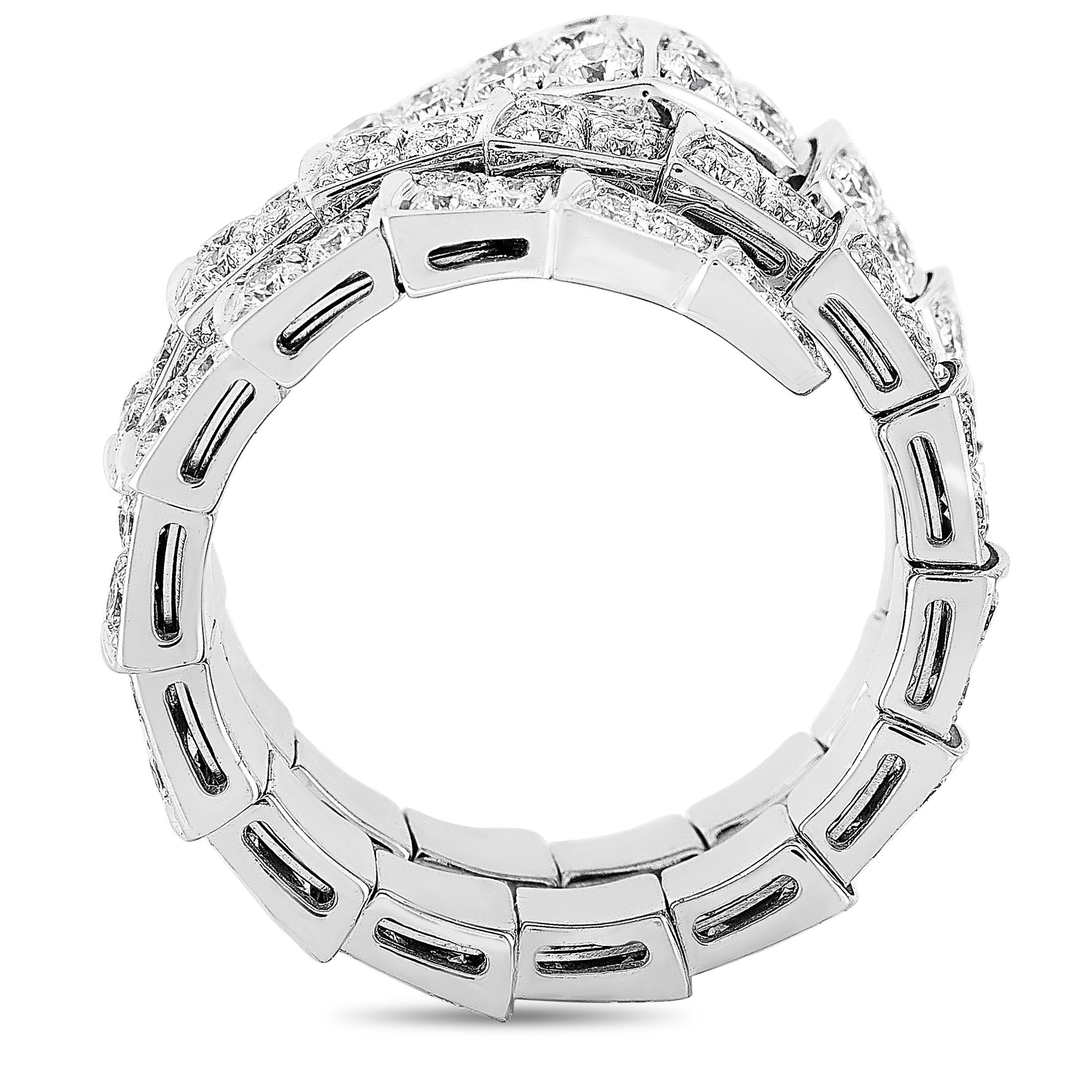 Bvlgari Serpenti 18K Weißgold Diamant Ring (Rundschliff)
