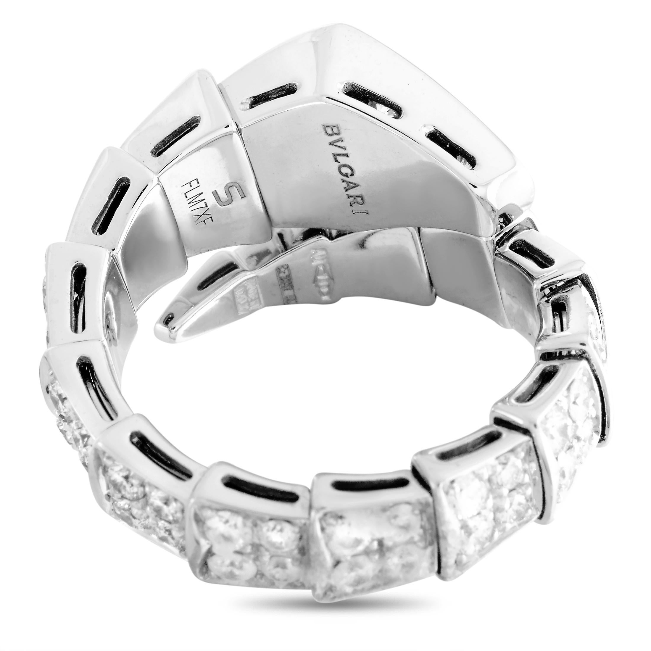 Round Cut Bvlgari Serpenti 18k White Gold Diamond Ring