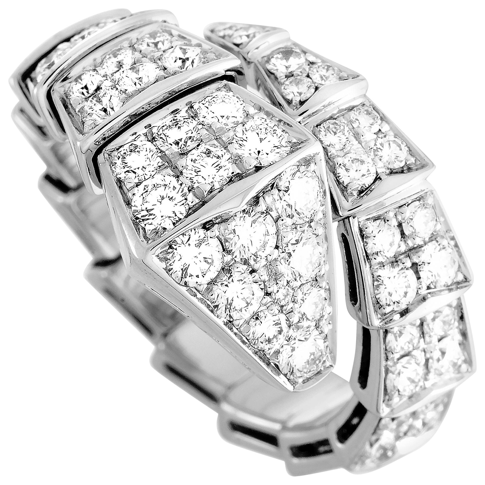 Bvlgari Serpenti 18k White Gold Diamond Ring