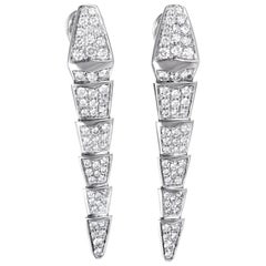 Bvlgari Serpenti 18K White Gold Full Diamond Pave Earrings