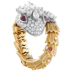 Bvlgari Serpenti Bague en or jaune 18 carats 3,96 ct de diamant et rubis BV02-051325