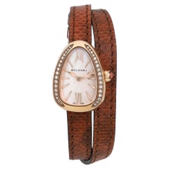 Bvlgari Serpenti 18K Yellow Gold Diamond Bezel MOP Dial Ladies Watch 102727