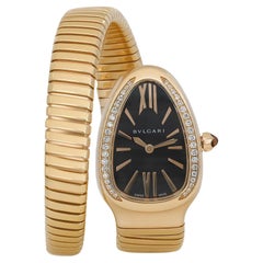 Bvlgari Serpenti 18K Yellow Gold Diamond Black Dial Ladies Watch SP P 35 G