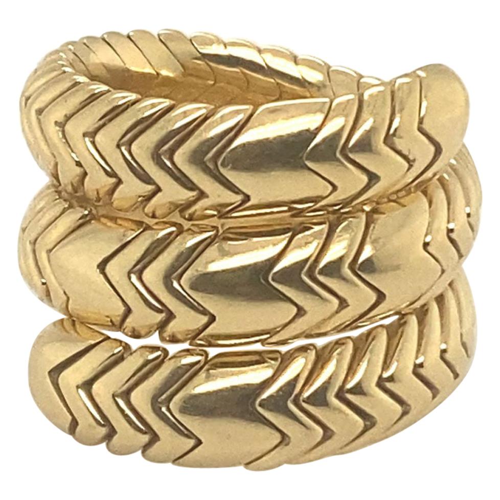 Bvlgari "Spiga" 3 Rows Yellow Gold Flexible Ring