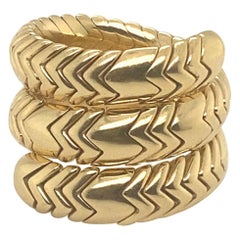 Bvlgari "Spiga" 3 Rows Yellow Gold Flexible Ring