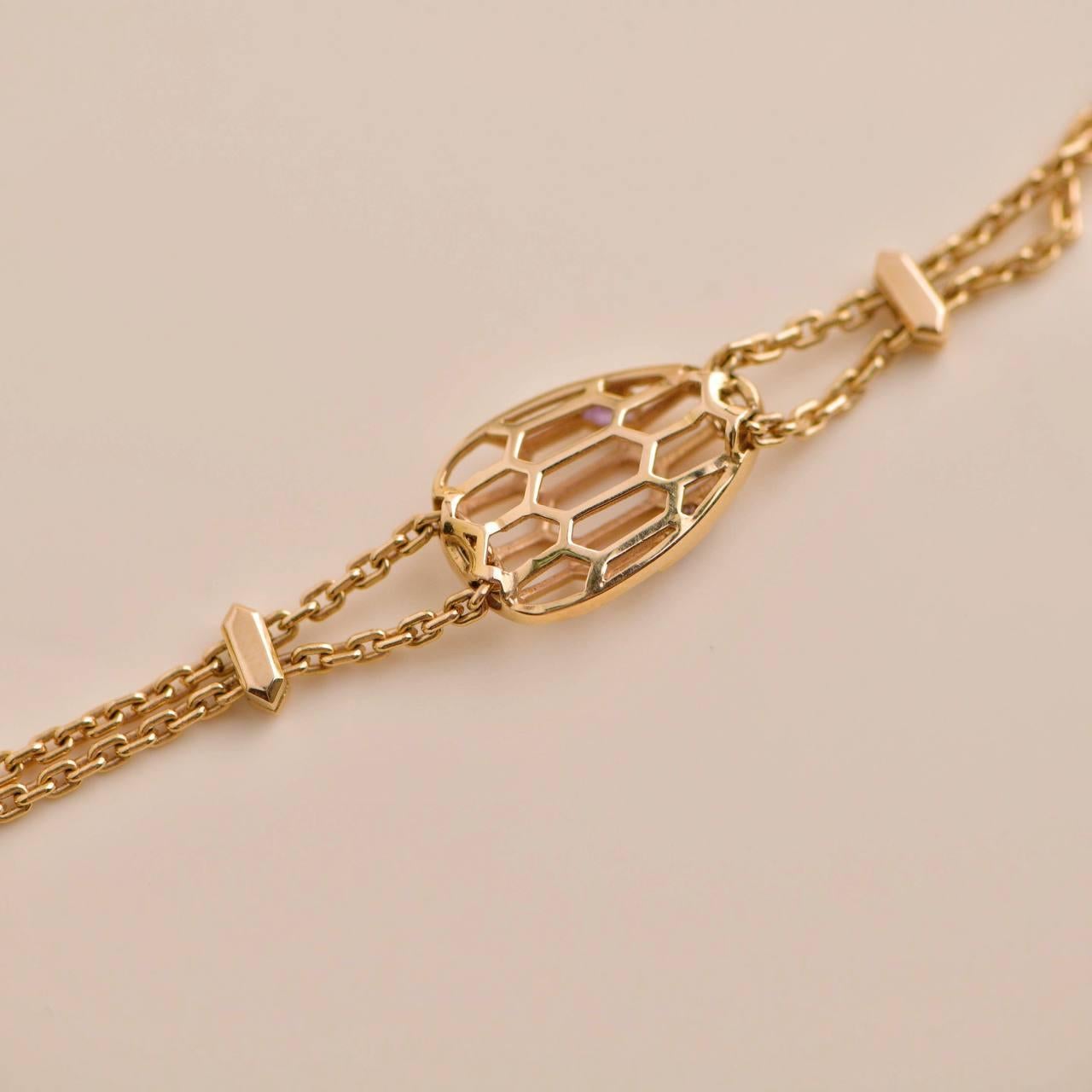 Pear Cut Bvlgari Serpenti Amethyst 18K Rose Gold Station Bracelet For Sale