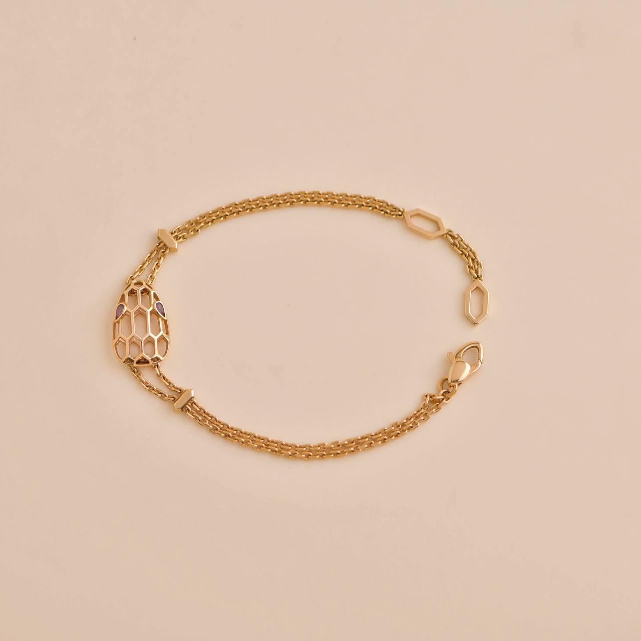 Bvlgari, bracelet station Serpenti en or rose 18 carats et améthyste Pour femmes en vente
