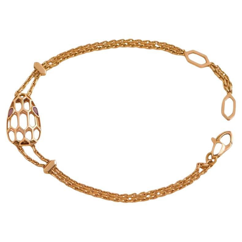 Bvlgari Serpenti Amethyst 18K Rose Gold Station Bracelet For Sale