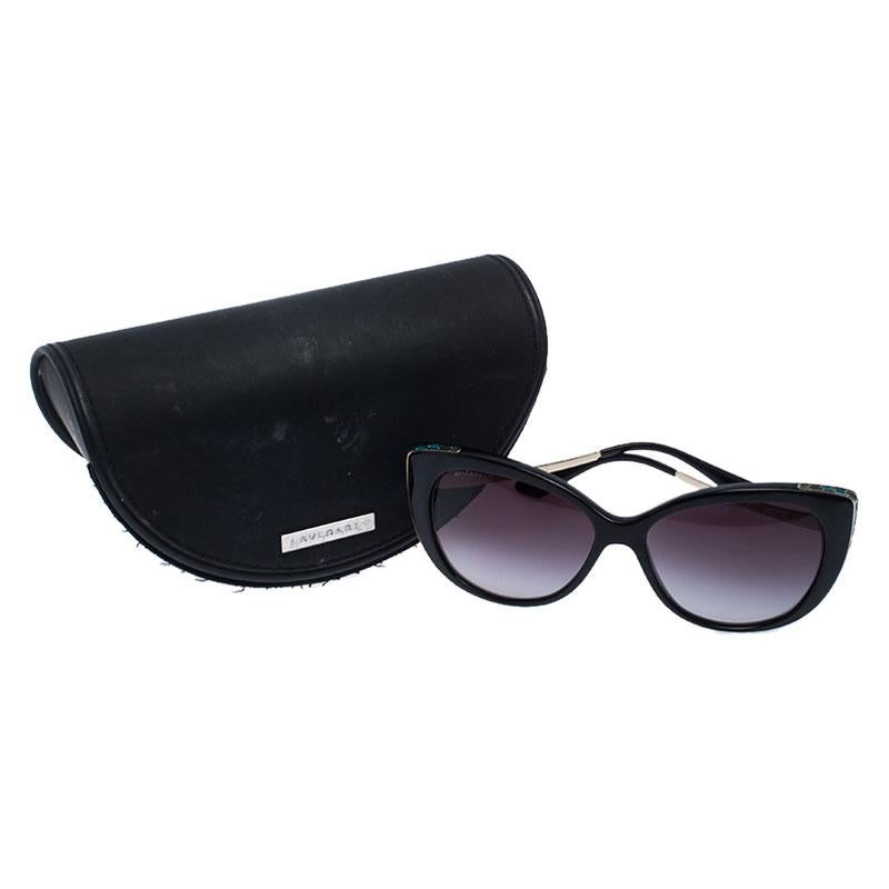 Women's Bvlgari Serpenti Black/Grey Gradient 8178 Cateye Sunglasses