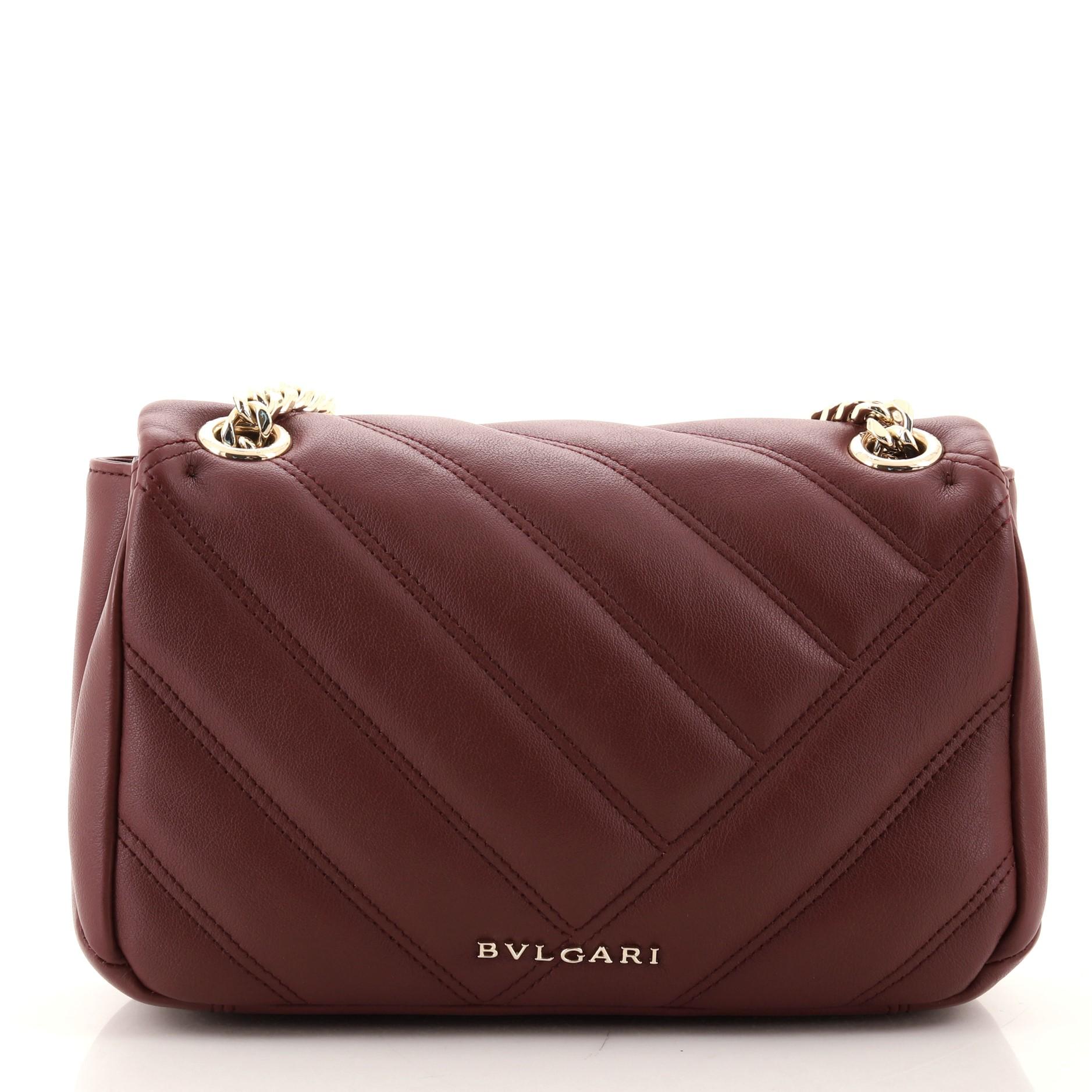 Bvlgari Serpenti Cabochon Umhängetasche Diagonal Gestepptes Leder (Braun)