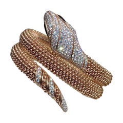 Bvlgari Serpenti Collection 18K Rose Gold Three-Coil Pavé Diamond Bracelet