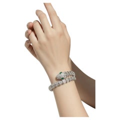 BVLGARI Serpenti Diamond & Emerald 18K Vintage Bracelet, c 1980.