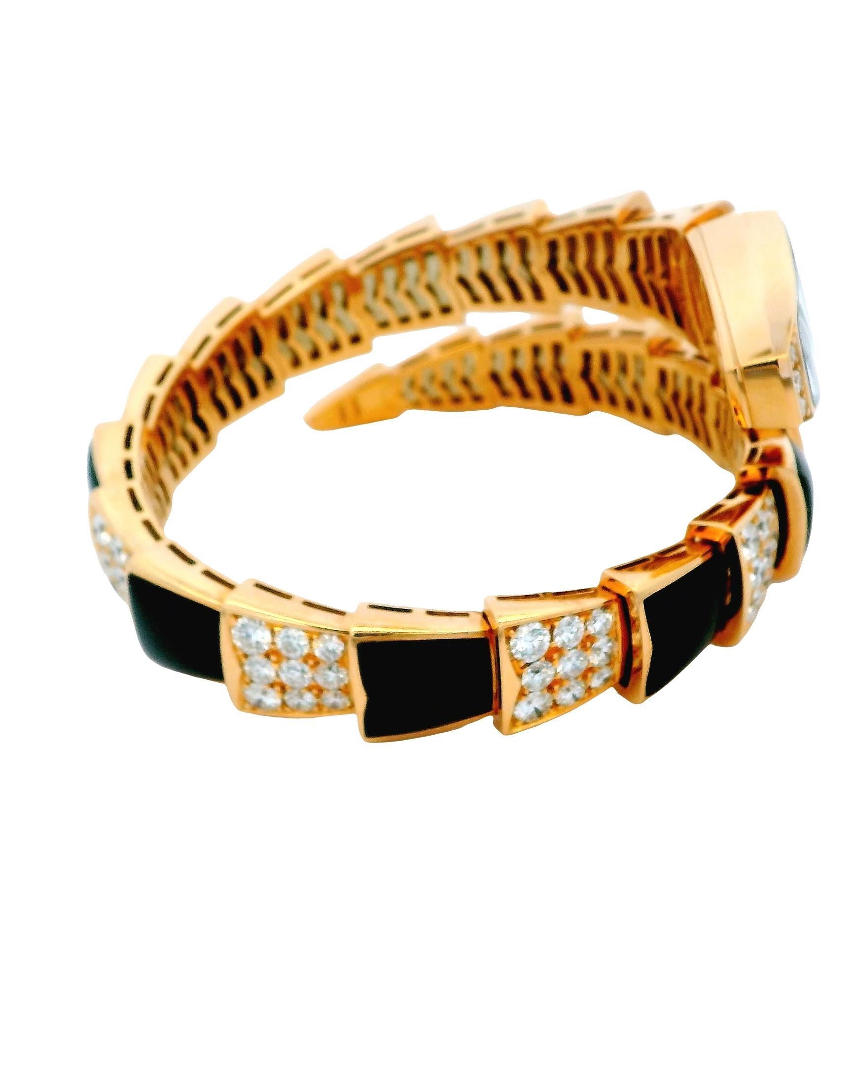 Donna Bvlgari Serpenti Diamond Onyx Orologio al quarzo con carta di credito in vendita