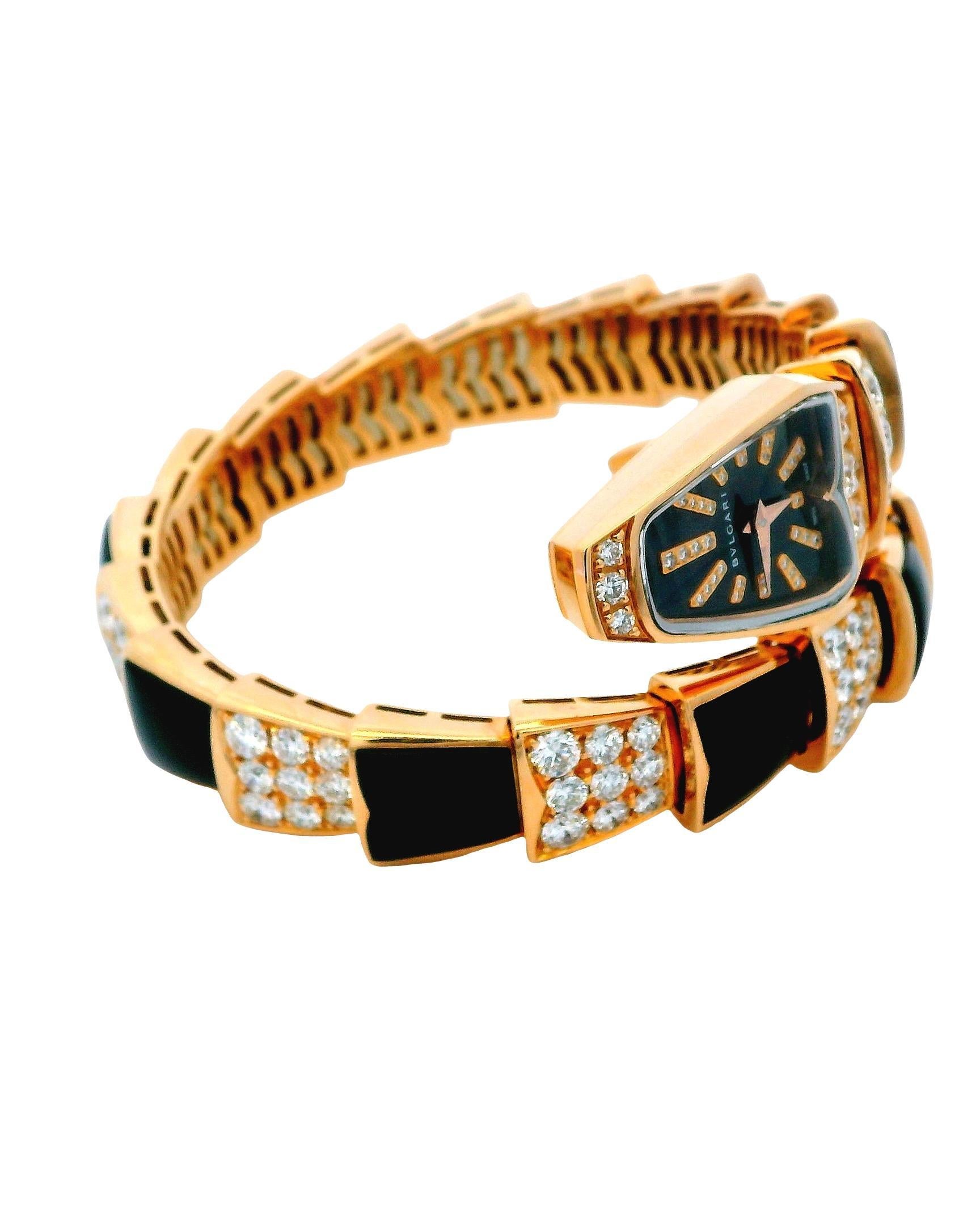 Bvlgari Serpenti Diamond Onyx Orologio al quarzo con carta di credito in vendita 2