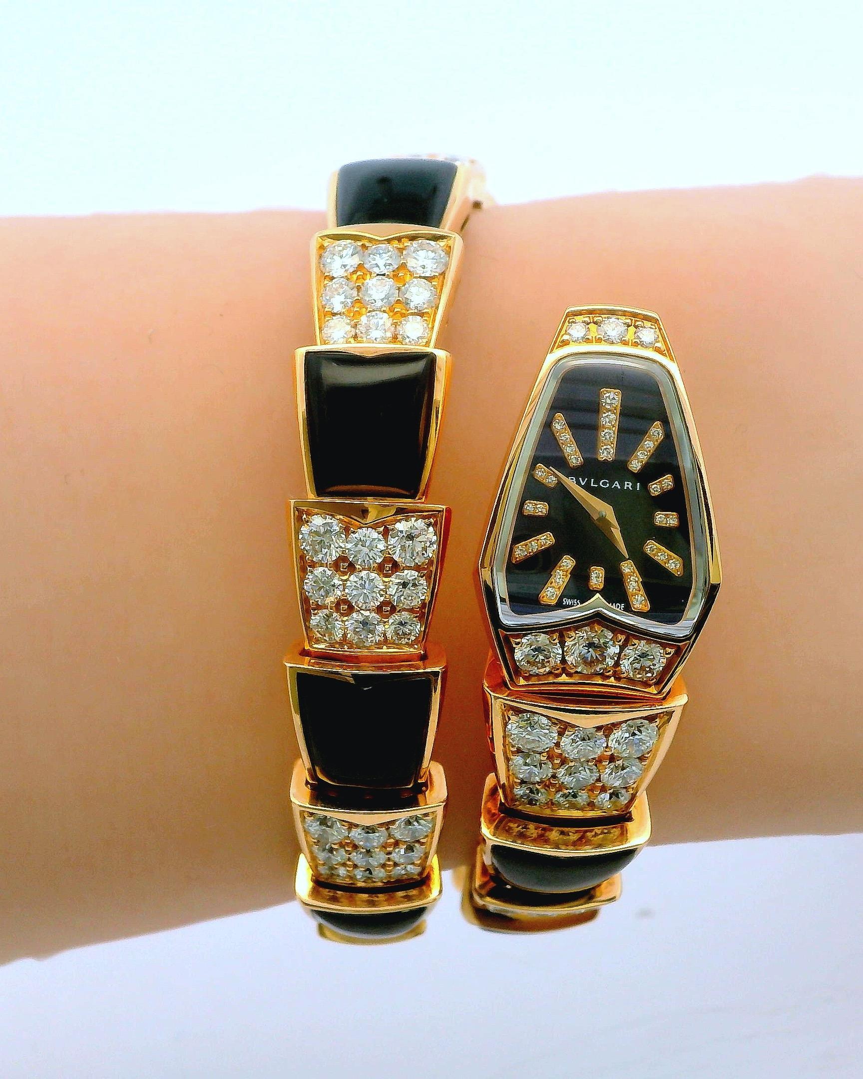 Bvlgari Serpenti Diamond Onyx Orologio al quarzo con carta di credito in vendita 3