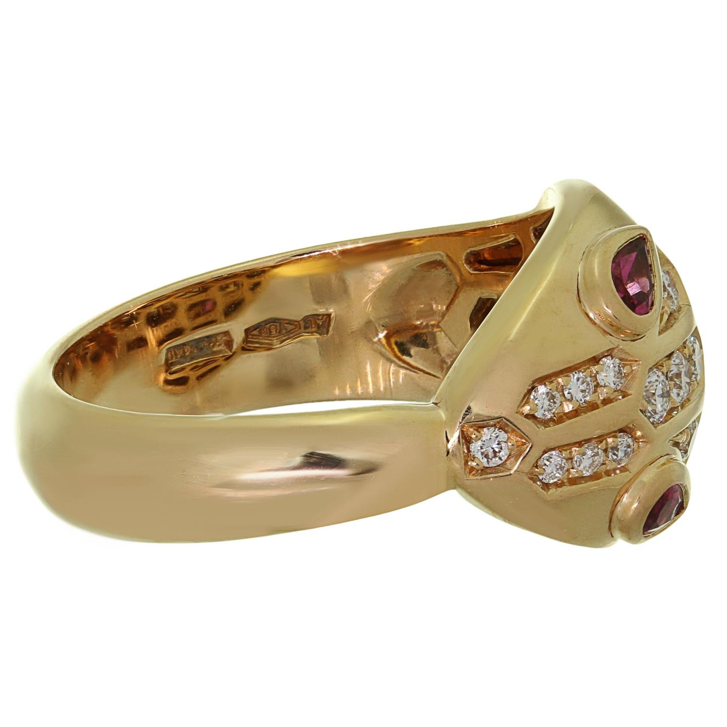 Brilliant Cut Bvlgari Serpenti Diamond Rubellite Rose Gold Ring