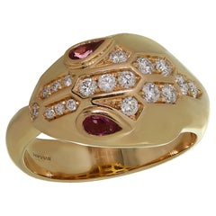 Bvlgari Serpenti Diamond Rubellite Rose Gold Ring
