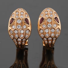BVLGARI Serpenti Diamond Rubellite Rose Gold Wrap Earrings