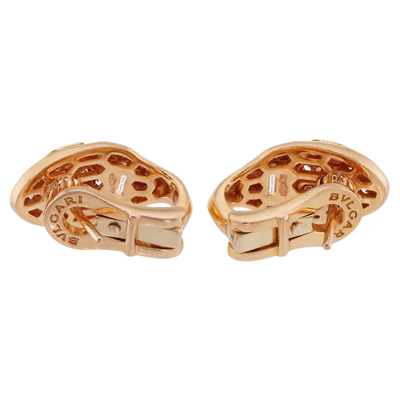 Women's BVLGARI Serpenti Diamond Rubellite Rose Gold Wrap Earrings