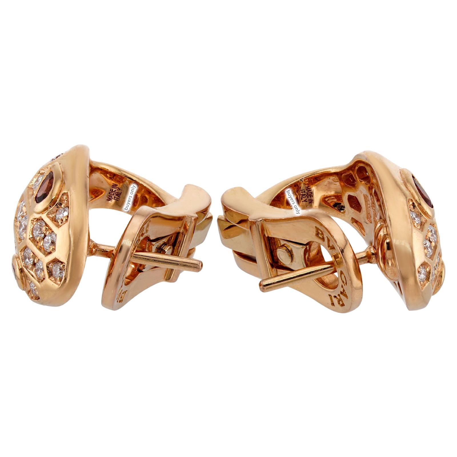 BVLGARI Serpenti Diamond Rubellite Rose Gold Wrap Earrings 1