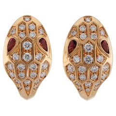 Orecchini BVLGARI Serpenti in oro rosa con diamanti e rubellite