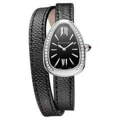 Bvlgari Serpenti Diamond Watch with Double Spiral Black Karung Strap Box