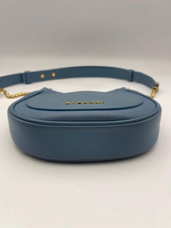 Bvlgari Serpenti Ellipse Blue Calfskin Leather Hobo Crossbody Bag Gold