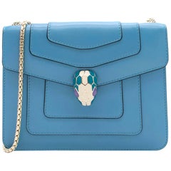 Bvlgari "Serpenti Forever" Blue Flap Cover Bag