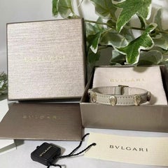 BVLGARI Serpenti Forever Armband Gold Leder Grau Beige Unbenutzt