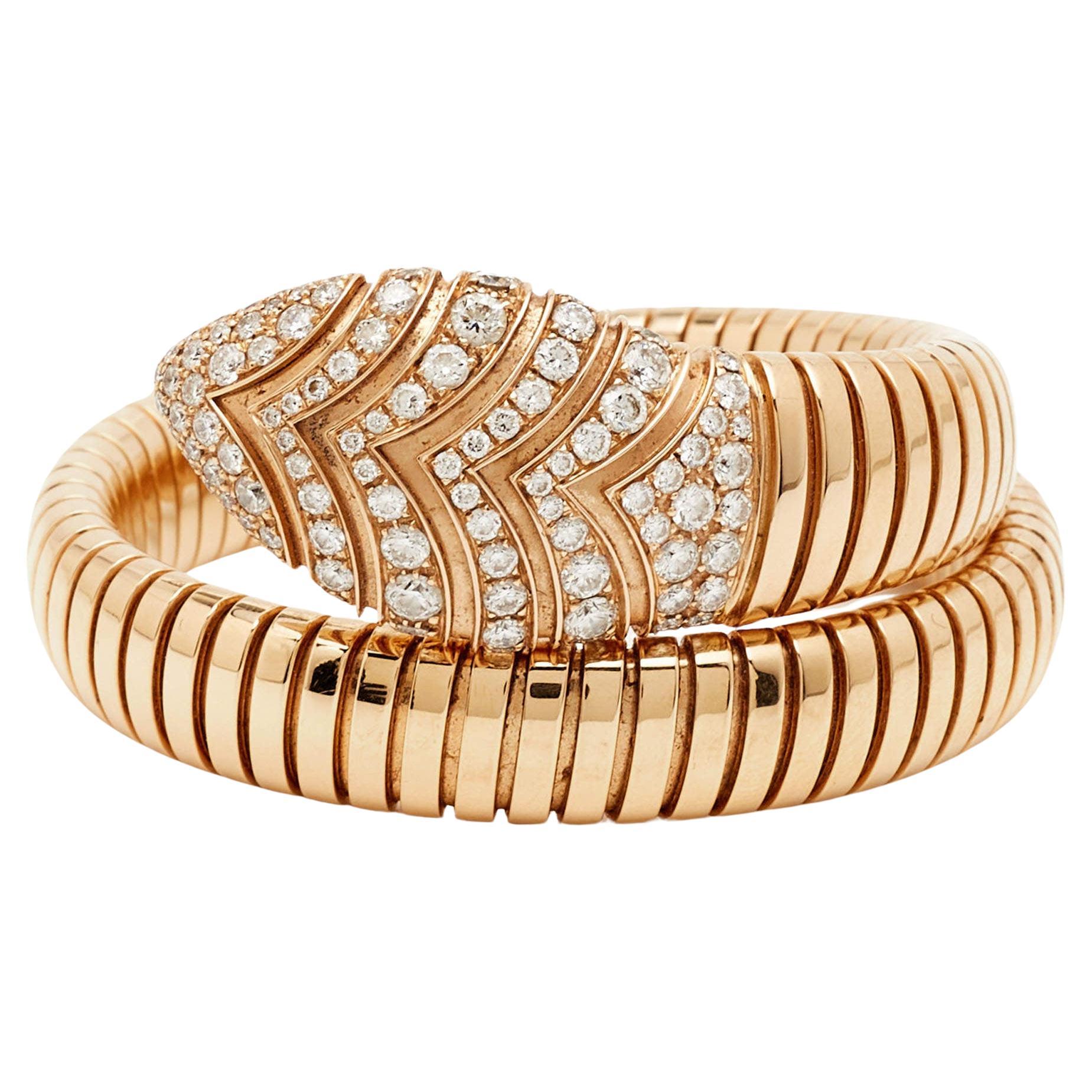 Bvlgari Serpenti Forever Diamond 18k Rose Gold Bracelet M/L For Sale
