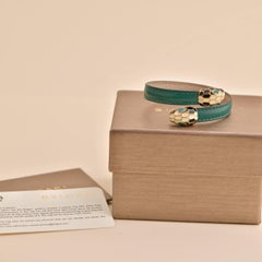 Bvlgari Serpenti Forever Enamel Green Leather Bracelet Size M