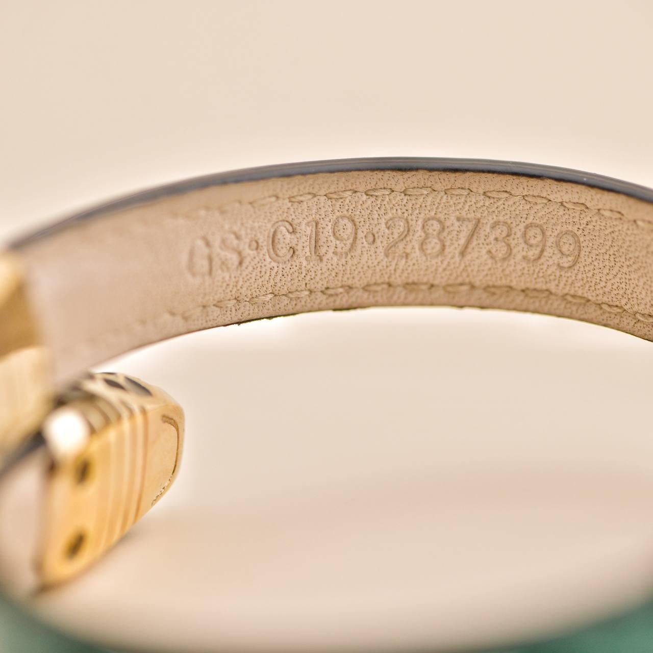 Bvlgari Serpenti Forever Enamel Green Leather Bracelet Size M 2