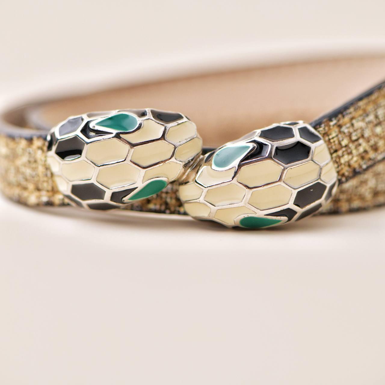 Bvlgari Serpenti Forever Enamel Leather Bracelet Size M 1