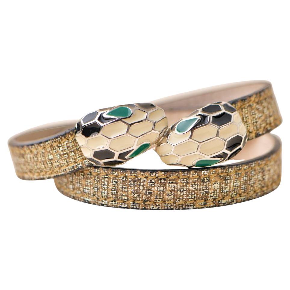 Bvlgari Serpenti Forever Enamel Leather Bracelet Size M